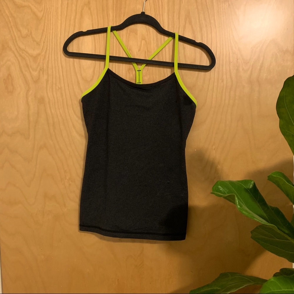 Lululemon Power Y Tank: charcoal grey & lime
